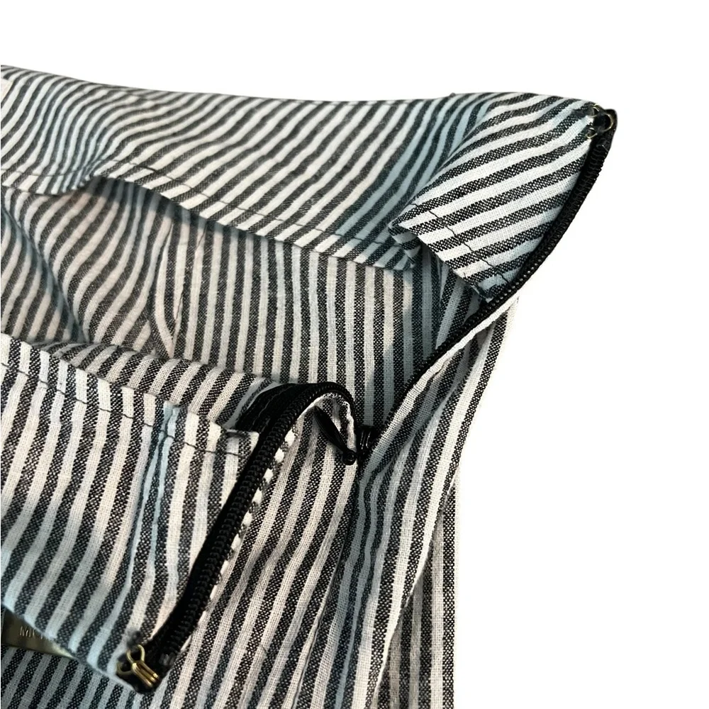 Michael Kors Wide Leg Pants Size 12 Linen/Cotton Black & White Striped
